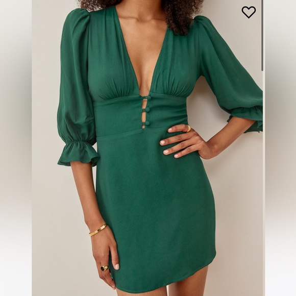 Reformation Dresses Reformation Marina Dress Emerald Green Poshmark